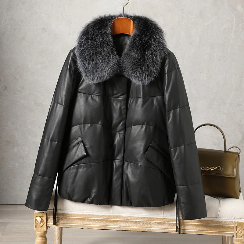 SHZQ Leather Down Jacket Women's Leather Jacket 2021 Winter New Fox Fur Collar Pure Cotton Sheepskin Small Short Coat Thick
SHZQ Leather Down Jacket Women's Leather Jacket 2021 Winter New Fox Fur Collar Pure Cotton Sheepskin Small Short Coat Thick