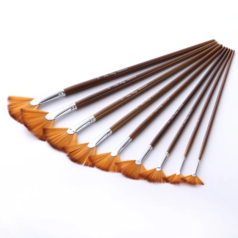 Artist Fan Paint Brushes Set 9pcs - Soft Anti-Shedding Nylon Hair Wood Long Handle Paint Brush Set for Acrylic Watercolor Oil Go 
Artist Fan Paint Brushes Set 9pcs - Soft Anti-Shedding Nylon Hair Wood Long Handle Paint Brush Set for Acrylic Watercolor Oil Go