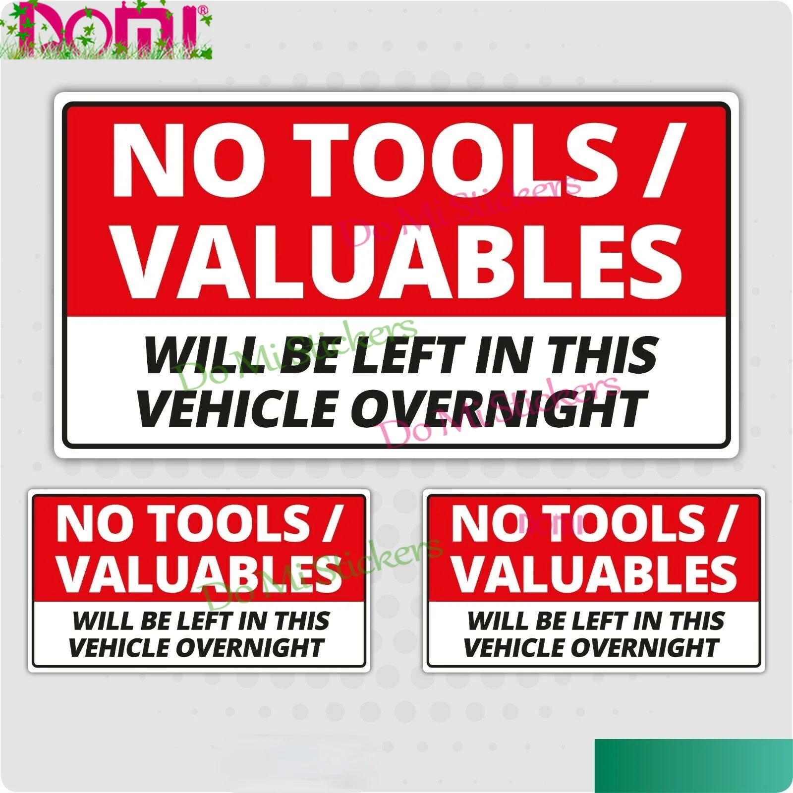 3 X No Tools Valuables Left In This Vehicle Overnight Car Van HGV Racing Laptop Trunk Wall Vinyl Car Sticker Decal
3 X No Tools Valuables Left In This Vehicle Overnight Car Van HGV Racing Laptop Trunk Wall Vinyl Car Sticker Decal