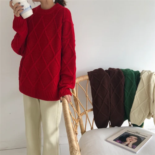 2023 New Spring Autumn Women's Solid Color Plaid Knitting Sweater Female O Neck Long Sleeve Warm Knit Tops Ladys Sweater
2023 New Spring Autumn Women's Solid Color Plaid Knitting Sweater Female O Neck Long Sleeve Warm Knit Tops Ladys Sweater