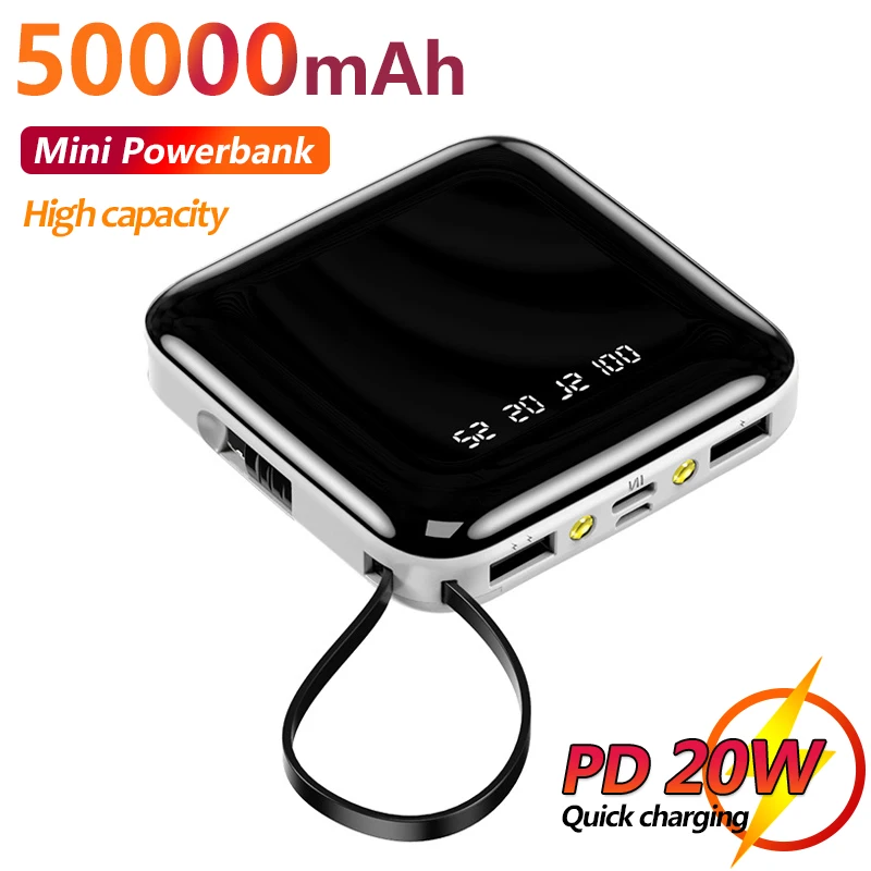 Large Capacity 50000mAh Portable Power Bank Mini Unidirectional Charger with Built-in Charging Cable and Flashlight for Xiaomi
Large Capacity 50000mAh Portable Power Bank Mini Unidirectional Charger with Built-in Charging Cable and Flashlight for Xiaomi