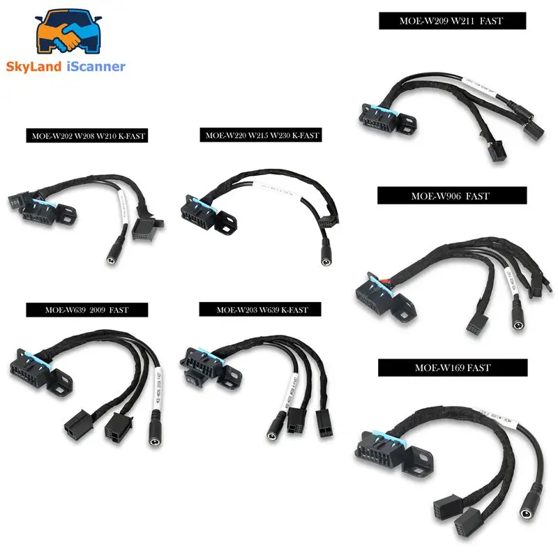 

7pcs OBD2 Car Cable All EZS Bench Test Line Work with VVDI MB Tool for Mercedes Benz W209/W906/W169/W202/W208/W210/W211/W639