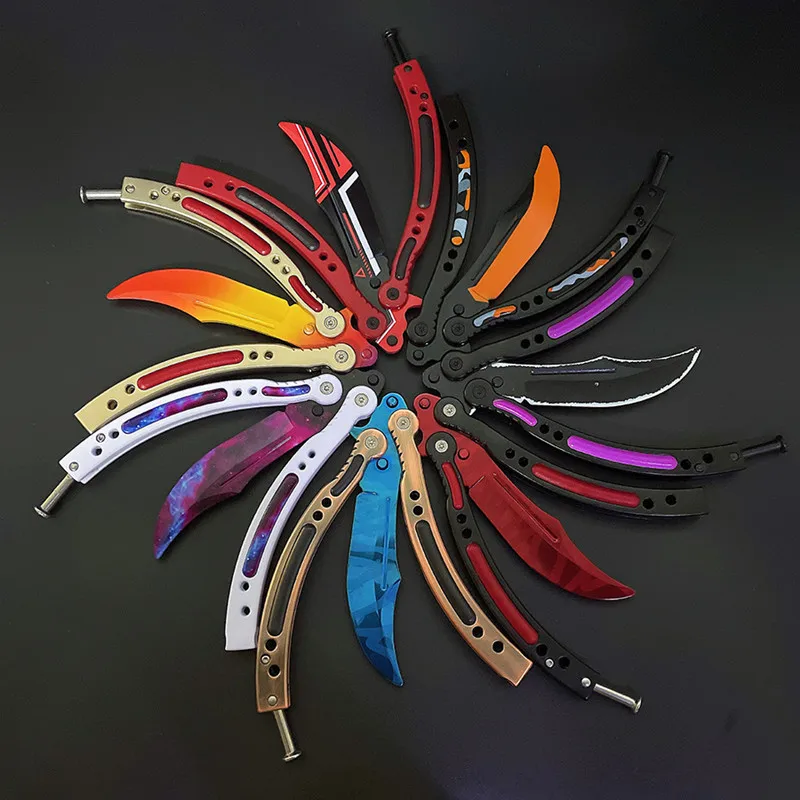 CSGO Butterfly Training Knife Dull Blade No Hurt Folding Knifes Stainless Steel Pocket Flip Knives Toys Survival EDC Tools Gift
CSGO Butterfly Training Knife Dull Blade No Hurt Folding Knifes Stainless Steel Pocket Flip Knives Toys Survival EDC Tools Gift