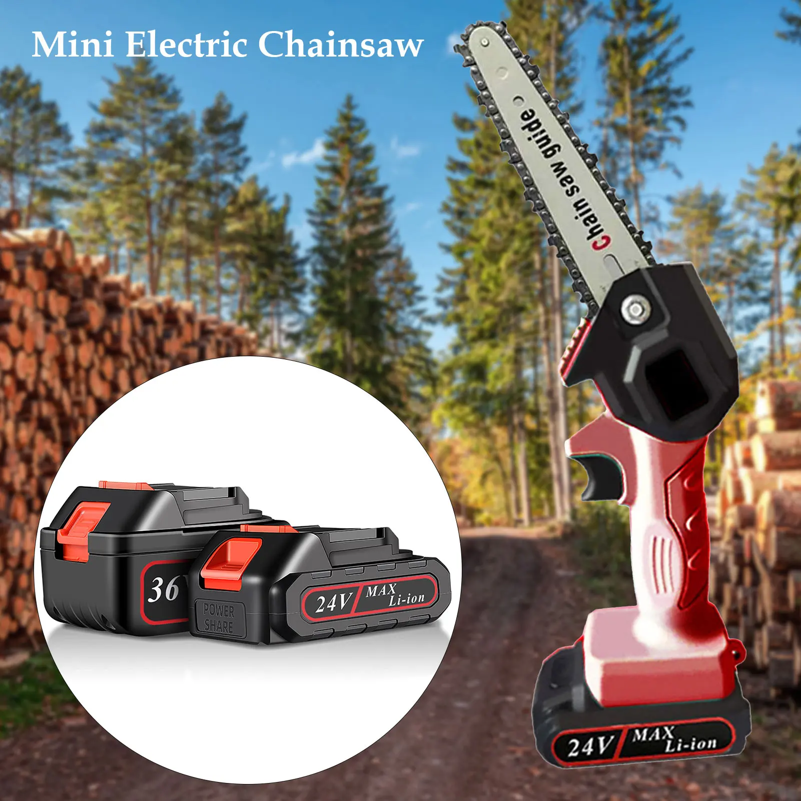 Mini 6 Inch Electric Chain Saw Cordless Chainsaw Felling Tree Felling Household Small Handheld Portable Lithium Electric Saw
Mini 6 Inch Electric Chain Saw Cordless Chainsaw Felling Tree Felling Household Small Handheld Portable Lithium Electric Saw