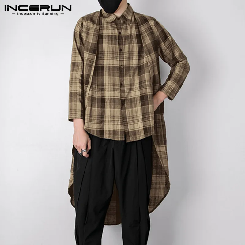 INCERUN Men Fashion Plaid Patchwork Shirts Long Sleeve Lapel Irregular Stylish Blouse Male Loose Button Tops Streetwear S-5XL 7
INCERUN Men Fashion Plaid Patchwork Shirts Long Sleeve Lapel Irregular Stylish Blouse Male Loose Button Tops Streetwear S-5XL 7