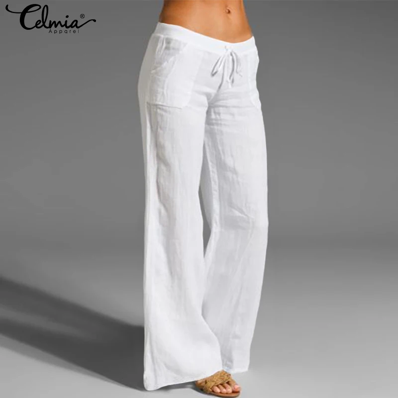 Fashion Wide Leg Pants Celmia Women Vintage Cotton Pants 2022 Summer Casual Long Trousers Solid Elastic Waist Pantalon Oversized
Fashion Wide Leg Pants Celmia Women Vintage Cotton Pants 2022 Summer Casual Long Trousers Solid Elastic Waist Pantalon Oversized