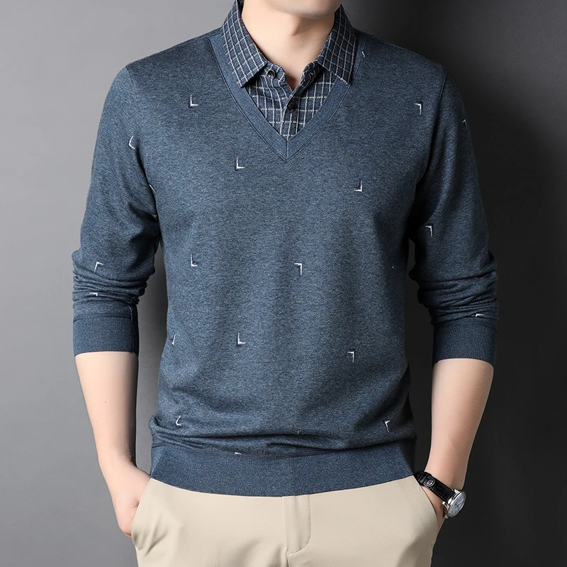 Slim Fit Autum Casual Collaree Jumper Men Clothing Top Grade Fake Two New Fashion Designer Brand Collared Knit Pullover Sweater
Slim Fit Autum Casual Collaree Jumper Men Clothing Top Grade Fake Two New Fashion Designer Brand Collared Knit Pullover Sweater