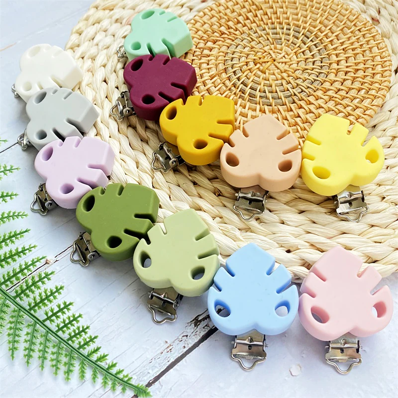 3PCS Baby Pacifier Clips Silicone Leaves Holder Infant Nipples Clamp Toy |