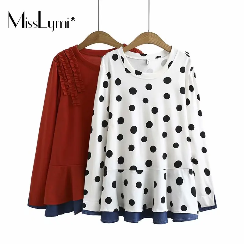 XL-4XL Plus Size Women Pullover Sweatshirts Autumn 2021 Fashion Long Sleeve Polka Dot Print Fake two Pieces Ruffles Tops Female
XL-4XL Plus Size Women Pullover Sweatshirts Autumn 2021 Fashion Long Sleeve Polka Dot Print Fake two Pieces Ruffles Tops Female
