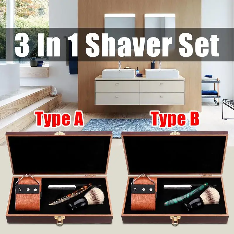3 in 1 Classic Manual Shaver Set Folding Straight Shaving Razor Shaving Knife + Shaving Brush+ Strop Belt +Wooden Gift Box
3 in 1 Classic Manual Shaver Set Folding Straight Shaving Razor Shaving Knife + Shaving Brush+ Strop Belt +Wooden Gift Box