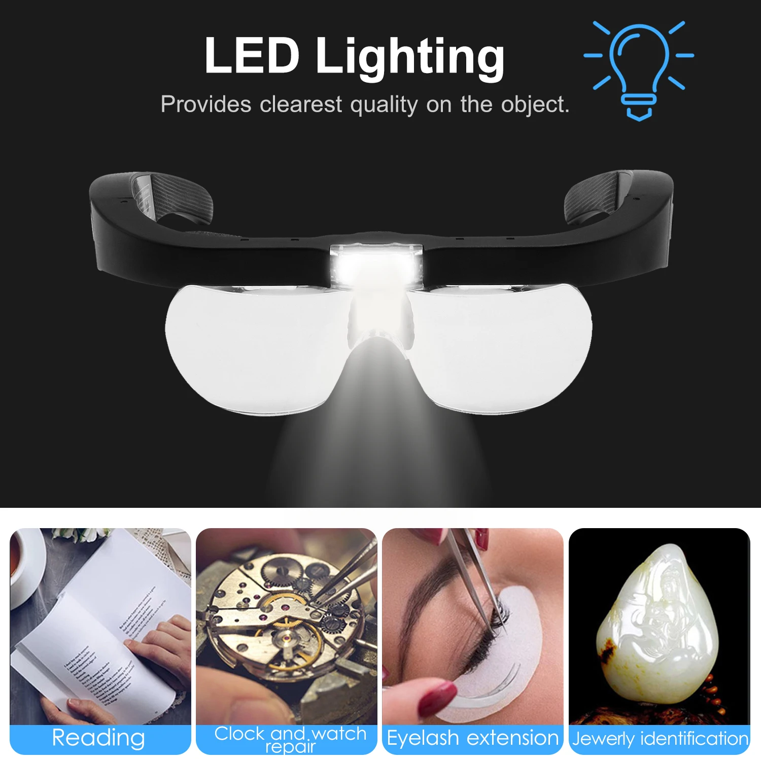 KKmoon 5X Magnifying Headset with LED Light Magnifying Glass Head Mounted Jewelry Loupe Magnifier with Multiple Lens 2 LED Light
KKmoon 5X Magnifying Headset with LED Light Magnifying Glass Head Mounted Jewelry Loupe Magnifier with Multiple Lens 2 LED Light