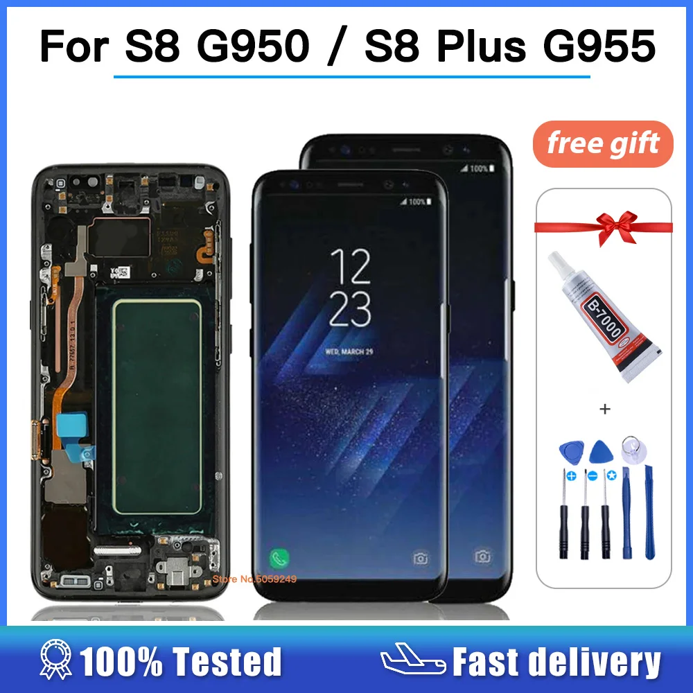 

ORIGINAL SUPER AMOLED LCD Display for SAMSUNG Galaxy S8 G950 G950F S8 Plus G955 G955F Touch Screen Digitizer assembly tested
