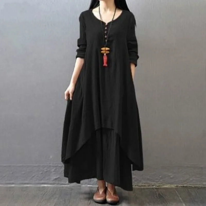 Linen Vintage Dress Ladies Autumn Winter Long-Sleeved V-Neck Dresses Robes Femme Casual Party Outfits Maxi Vestidos Clubwear New
Linen Vintage Dress Ladies Autumn Winter Long-Sleeved V-Neck Dresses Robes Femme Casual Party Outfits Maxi Vestidos Clubwear New