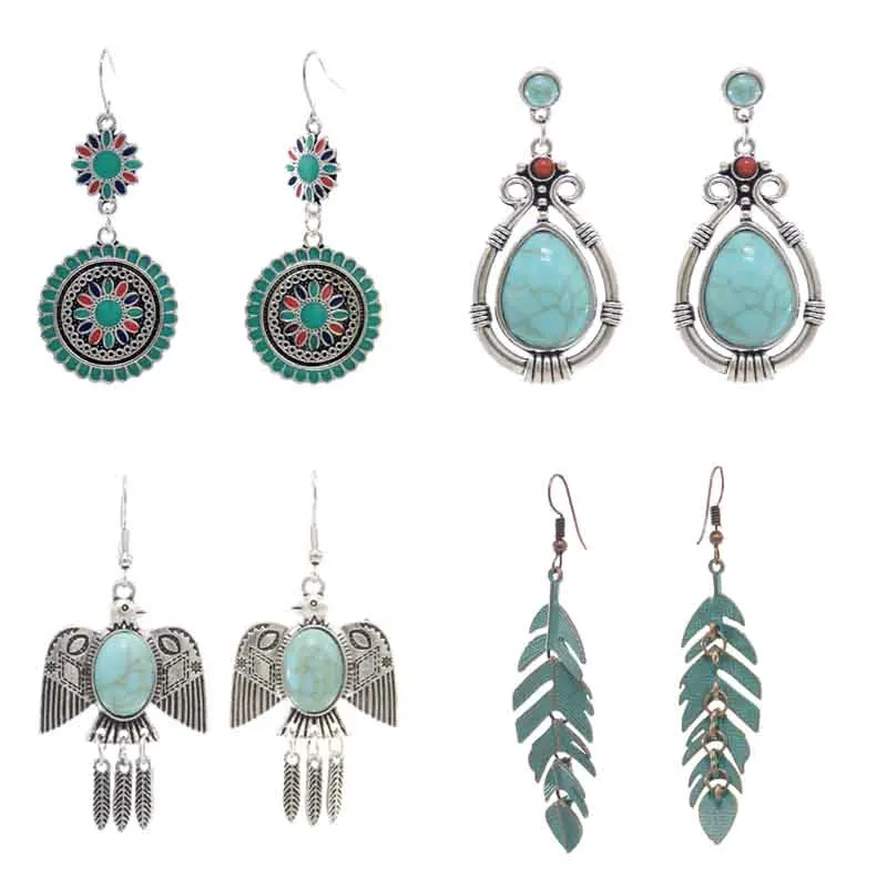 4Pairs New Boho Vintage Leaf Flower Birds Drop Earring For Women EthnicTurquoises Stone Earrings Festival Party Holiday Jewelry
4Pairs New Boho Vintage Leaf Flower Birds Drop Earring For Women EthnicTurquoises Stone Earrings Festival Party Holiday Jewelry