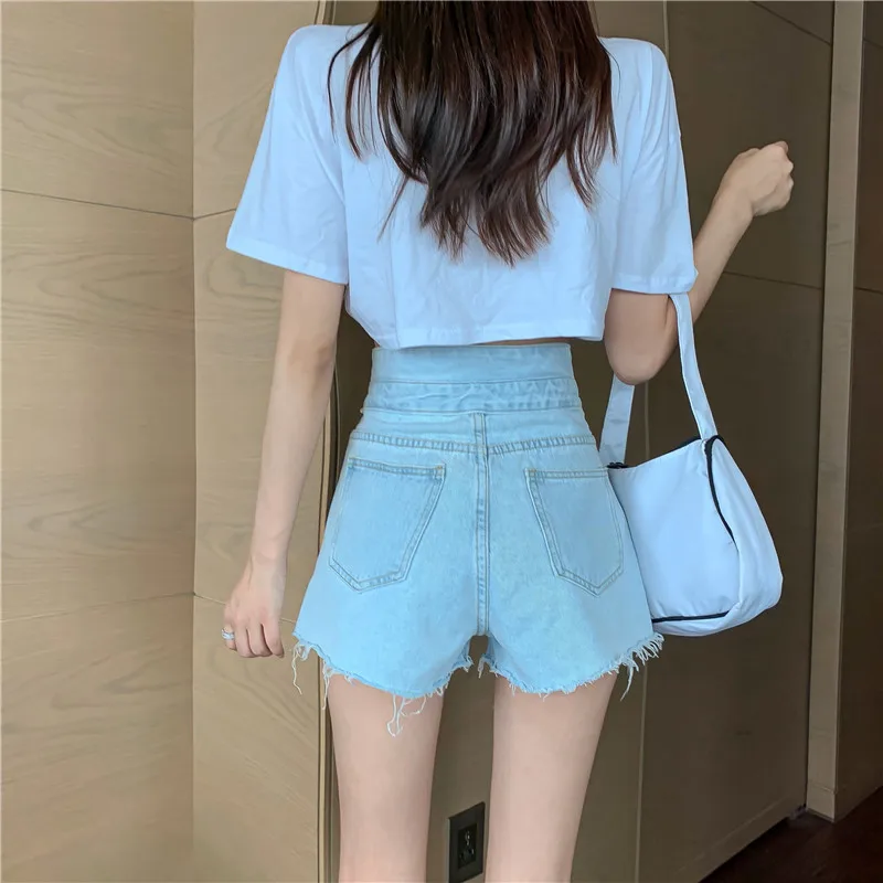 2021 High Waist Double Button Jeans Shorts for Women New Summer Chic Ripped Edge Female Denim Shorts Casual Bottoms
2021 High Waist Double Button Jeans Shorts for Women New Summer Chic Ripped Edge Female Denim Shorts Casual Bottoms