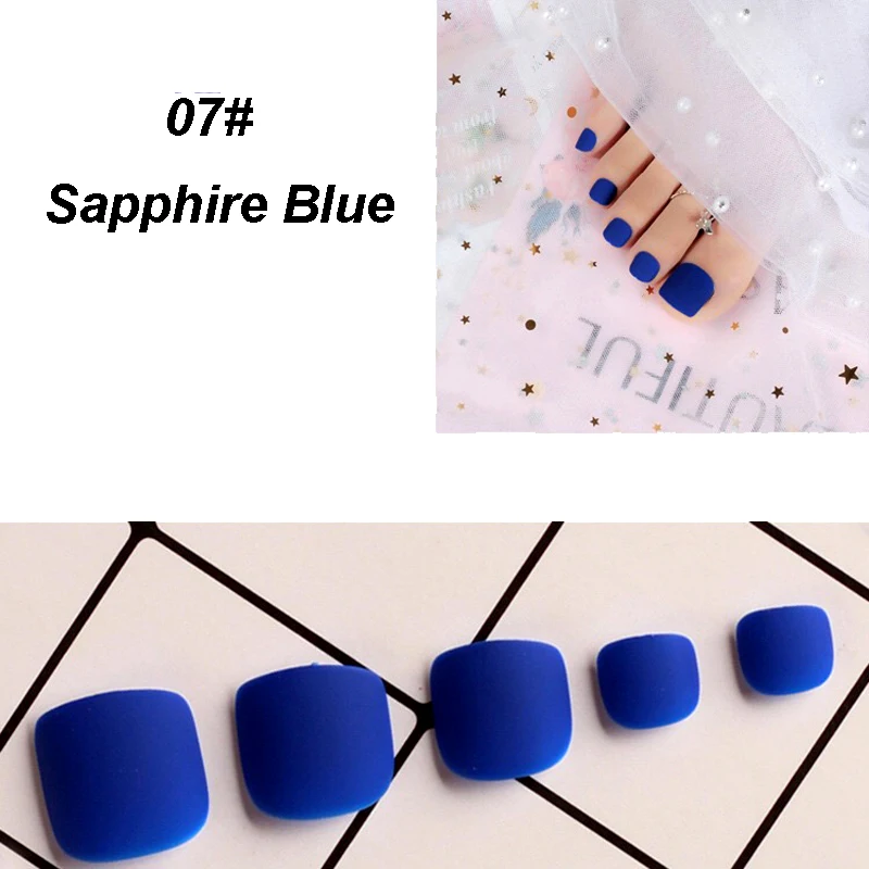 24pcs Pre-designed Matte Fake Toe nails Rhinestone Decoration Diamond Sapphire blue Toe Tips Frosted Ladies Toes Nail
24pcs Pre-designed Matte Fake Toe nails Rhinestone Decoration Diamond Sapphire blue Toe Tips Frosted Ladies Toes Nail