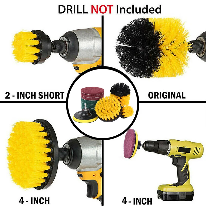 

10/13pcs Electric Drill Brush Scrub Pads Kit Drill Brush Attachments Set Tile Scrubber Scouring Pads Household Cleaning Tool