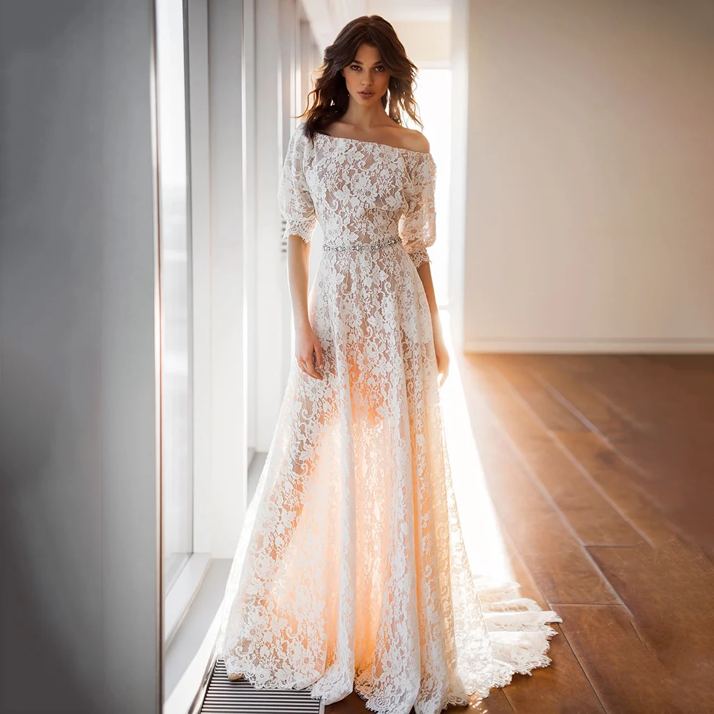 Off Shoulder Floral Lace Wedding Dress Cutouts Back Half Lantern Sleeves Custom Made 2022 Crystal Beads A Line Bridal Gowns
Off Shoulder Floral Lace Wedding Dress Cutouts Back Half Lantern Sleeves Custom Made 2022 Crystal Beads A Line Bridal Gowns