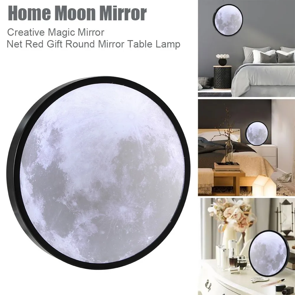LED Moon Mirror Three Light Colors USB Charging Night Light Makeup Table Wall Mirror for Living Room Bathroom Bedroom Hotel
LED Moon Mirror Three Light Colors USB Charging Night Light Makeup Table Wall Mirror for Living Room Bathroom Bedroom Hotel