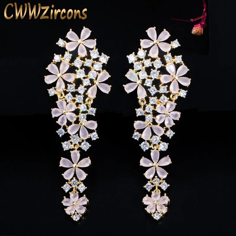 CWWZircons Elegant Long Drop Light Pink CZ Crystal Dangling Flower Earrings for Women Fashion Brand Bridal Banquet Jewelry CZ663
CWWZircons Elegant Long Drop Light Pink CZ Crystal Dangling Flower Earrings for Women Fashion Brand Bridal Banquet Jewelry CZ663