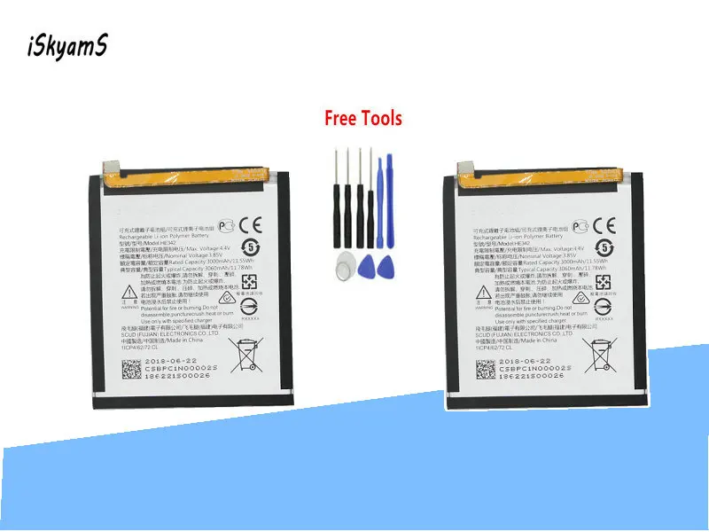 ISkyamS 2x3000mAh HE342 Сменный аккумулятор для Nokia X6 2018 6 1 Plus TA 1099 X5 1109 5 мобильный телефон +