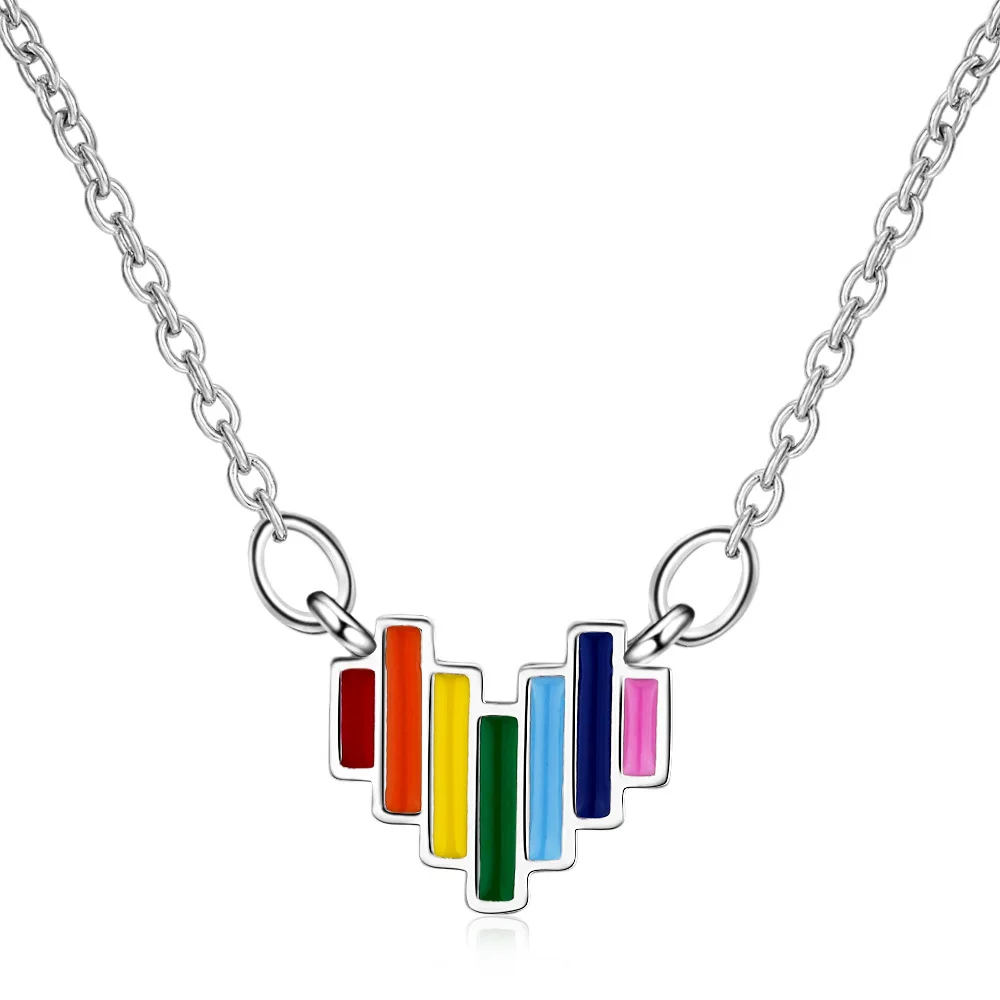 925 Sterling Silver Rainbow Heart Charm Pendant Necklace Women Choker Wedding Jewelry Collar collares de moda 2020 DZ840
925 Sterling Silver Rainbow Heart Charm Pendant Necklace Women Choker Wedding Jewelry Collar collares de moda 2020 DZ840