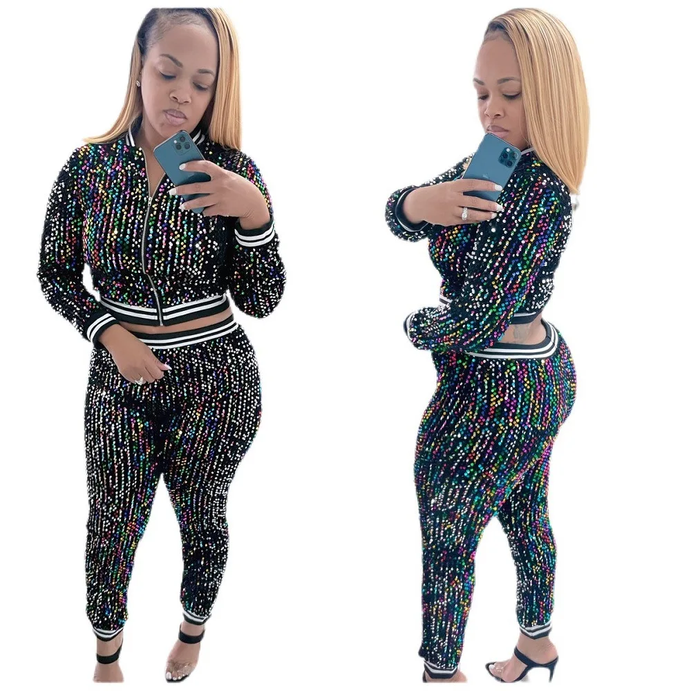 Новинка, женские брюки из двух предметов, куртка на молнии, цветные блестки, Модный повседневный сексуальный женский костюм для ночного клу...
Новинка, женские брюки из двух предметов, куртка на молнии, цветные блестки, Модный повседневный сексуальный женский костюм для ночного клу...