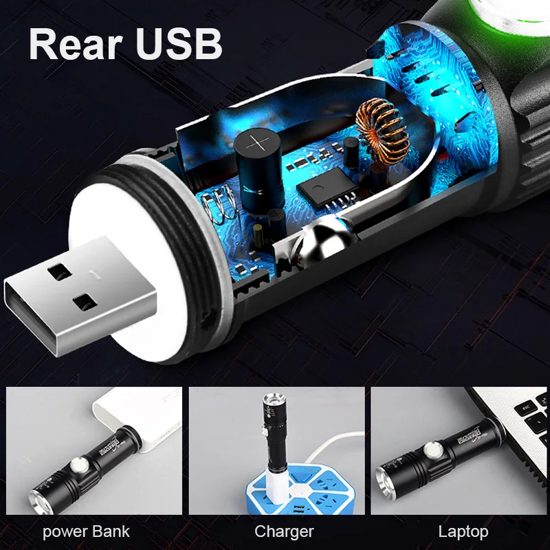 XM-L T6 Aluminum Waterproof Zoomable LED Flashlight Torch Light Built-in USB Rechargeable 18650 Battery For Outdoor Travel
XM-L T6 Aluminum Waterproof Zoomable LED Flashlight Torch Light Built-in USB Rechargeable 18650 Battery For Outdoor Travel