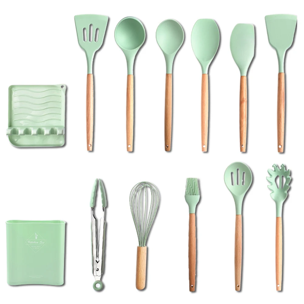12pcs/Set Wooden Handle Silicone Kitchenware Set Cooking Spoon Shovel Kitchen Utensils Kitchen Accessories Cooking Tools
12pcs/Set Wooden Handle Silicone Kitchenware Set Cooking Spoon Shovel Kitchen Utensils Kitchen Accessories Cooking Tools