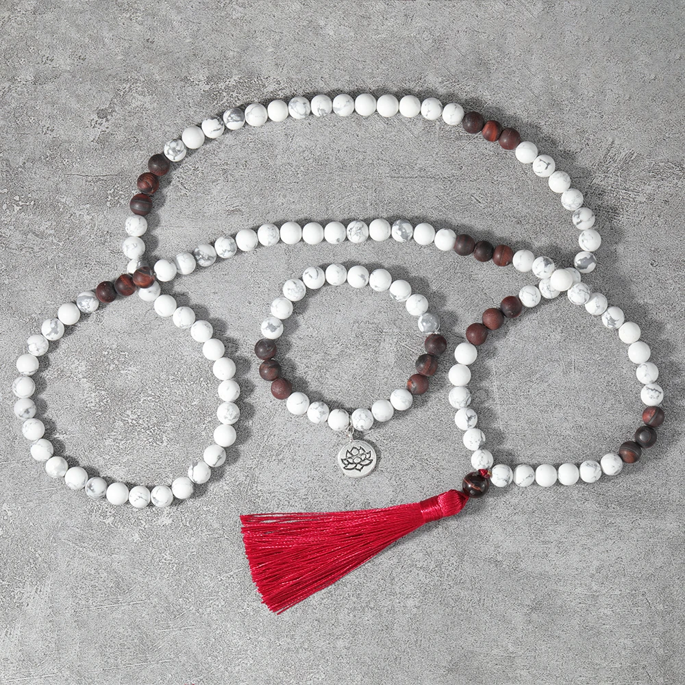 OAIITE Yoga Jewelry Set Natural Howlite Picasso Stone Necklace Bracelet Sets 108 Mala Beads Necklace For Women Men Dropship
OAIITE Yoga Jewelry Set Natural Howlite Picasso Stone Necklace Bracelet Sets 108 Mala Beads Necklace For Women Men Dropship