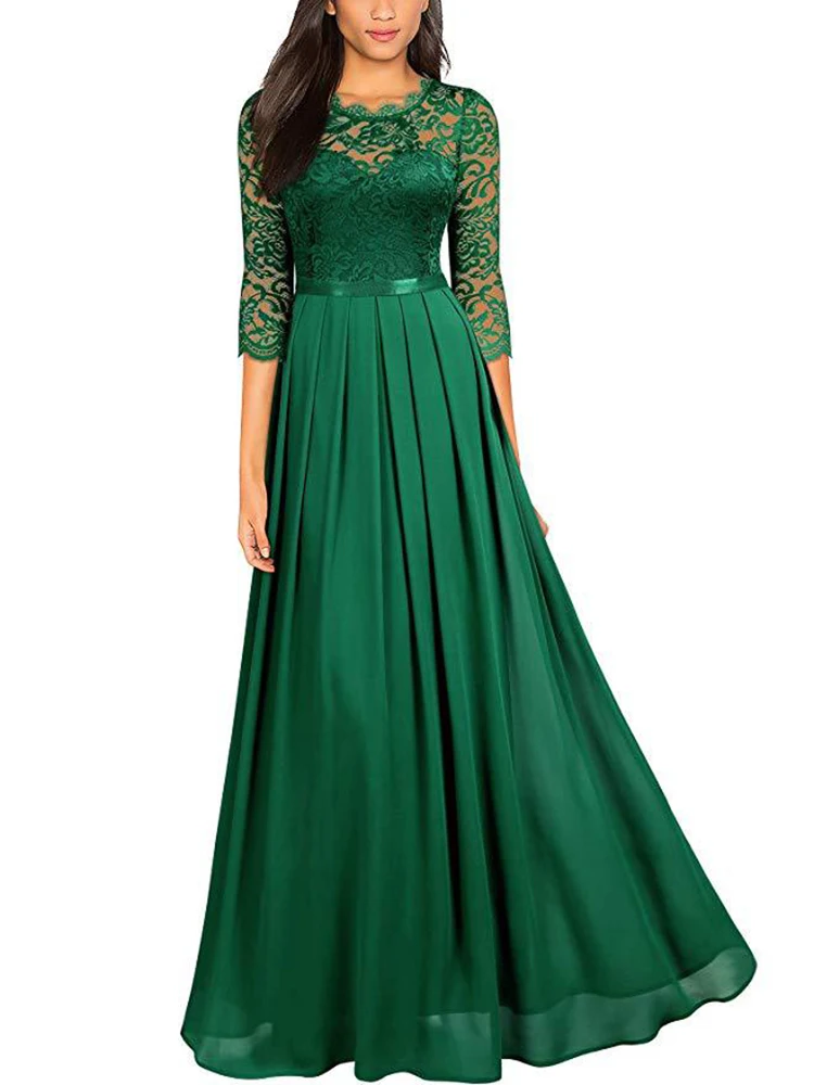 Women Lace Dress Long Sleeve Sexy Evening Party Dresses Vintage Dress Plus Size Belt Chiffon Spliced Dress
Women Lace Dress Long Sleeve Sexy Evening Party Dresses Vintage Dress Plus Size Belt Chiffon Spliced Dress