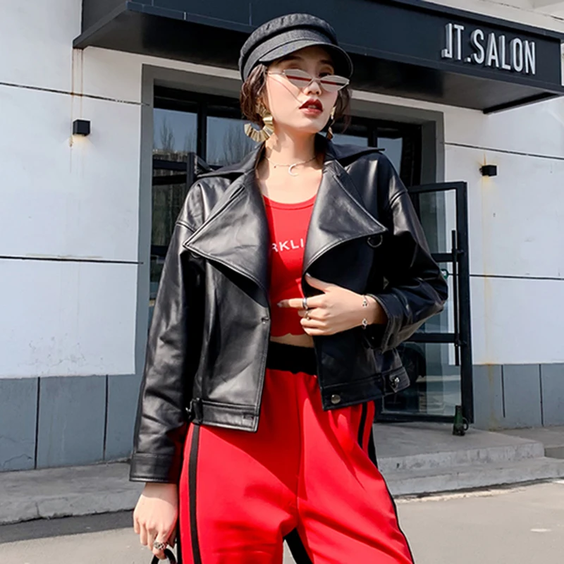 2020 Casual Loose Real Coat Ladies Streetwear Black Genuine Leather Lambskin Jacket Women Oversize Autumn Outwear Female
2020 Casual Loose Real Coat Ladies Streetwear Black Genuine Leather Lambskin Jacket Women Oversize Autumn Outwear Female