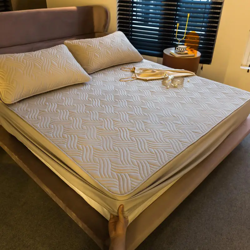 Waterproof Mattress Protector Bedspread Fitted Sheet Style Cover Solid Color Quilted Embossed Mattress Thick Soft Pad for Bed
Waterproof Mattress Protector Bedspread Fitted Sheet Style Cover Solid Color Quilted Embossed Mattress Thick Soft Pad for Bed