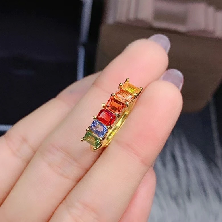 Fine Jewelry 925 Sterling Silver Inset With Natural Gem Women's Luxury Exquisite Color Sapphire Adjustable Row Ring Support Dete
Fine Jewelry 925 Sterling Silver Inset With Natural Gem Women's Luxury Exquisite Color Sapphire Adjustable Row Ring Support Dete