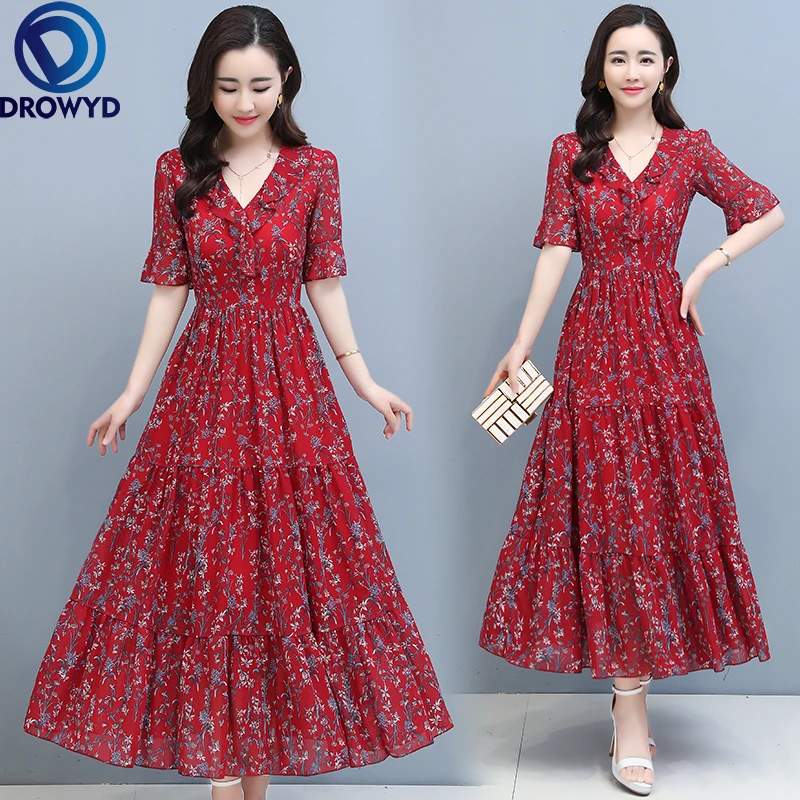 2021 Summer Boho Beach Maxi Dress for Women Fashion V-neck Ruffles Short Sleeve Floral Print Dresses Red Chiffon Party Vestidos
2021 Summer Boho Beach Maxi Dress for Women Fashion V-neck Ruffles Short Sleeve Floral Print Dresses Red Chiffon Party Vestidos
