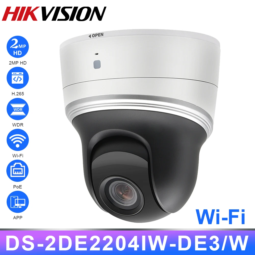 

Hikvision Wifi PTZ IP Camera 2.8-12mm 4X Zoom DS-2DE2204IW-DE3/W PoE HD 2MP H.265+ IR20M WDR BLC HLC Mic Wi-Fi Network IPC Cam