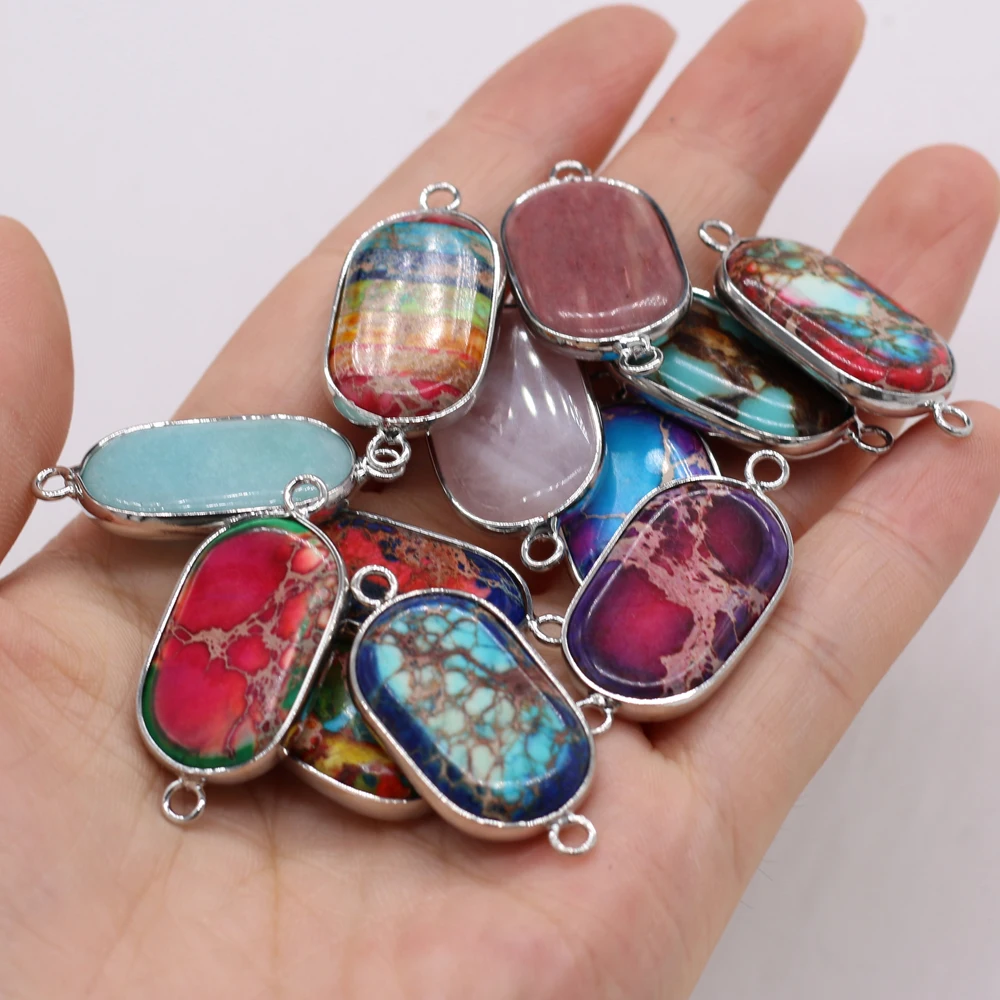 Natural Stone Silver-plated Pendant Connector Rose Quartz Amazonite DIY Necklace Bracelet Earrings Jewelry Accessories Making
Natural Stone Silver-plated Pendant Connector Rose Quartz Amazonite DIY Necklace Bracelet Earrings Jewelry Accessories Making