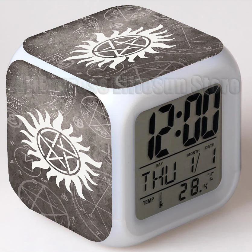 Сверхнатуральные светодиодсветодиодный часы будильник Дин Винчестер Reloj