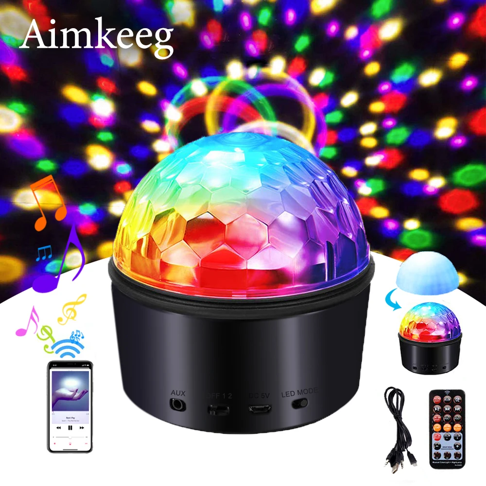 Светильник LED Disco Ball с динамиком Mp3 Player для DJ вечеринок, звуковых эффектов, сценического освещения 9 цветов лазерной проекции для дома.