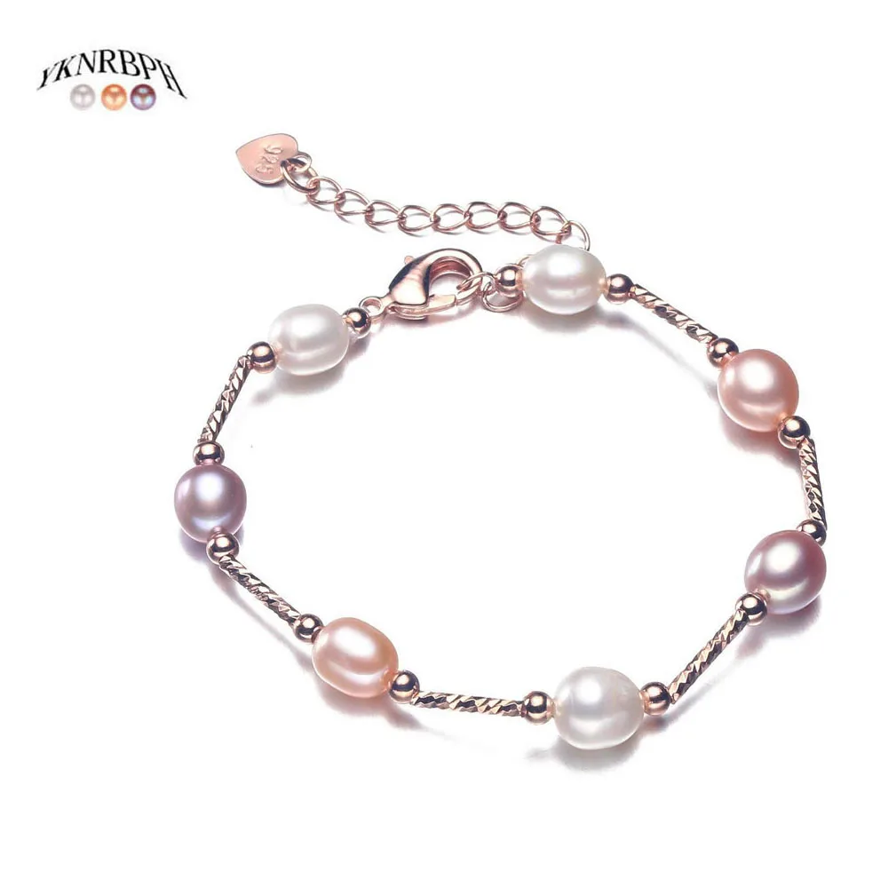 YKNRBPH women's S925 Sterling Silver Pearl Bracelet Girls Angagement Jewelry Bracelets | Украшения и аксессуары