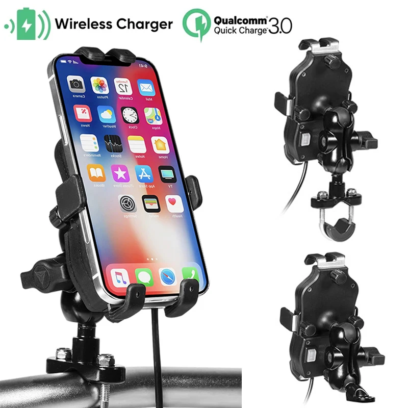 Держатель для телефона мотоциклетный с шестью зажимами, QC3.0, с беспроводным зарядным устройством
Держатель для телефона мотоциклетный с шестью зажимами, QC3.0, с беспроводным зарядным устройством