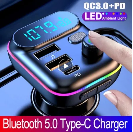Wireless Car FM Transmitter Blue-tooth-Compatible MP3 Plyer with PD QC3.0 USB Charger Colorful Ambient Light Digital Voltmeter
Wireless Car FM Transmitter Blue-tooth-Compatible MP3 Plyer with PD QC3.0 USB Charger Colorful Ambient Light Digital Voltmeter