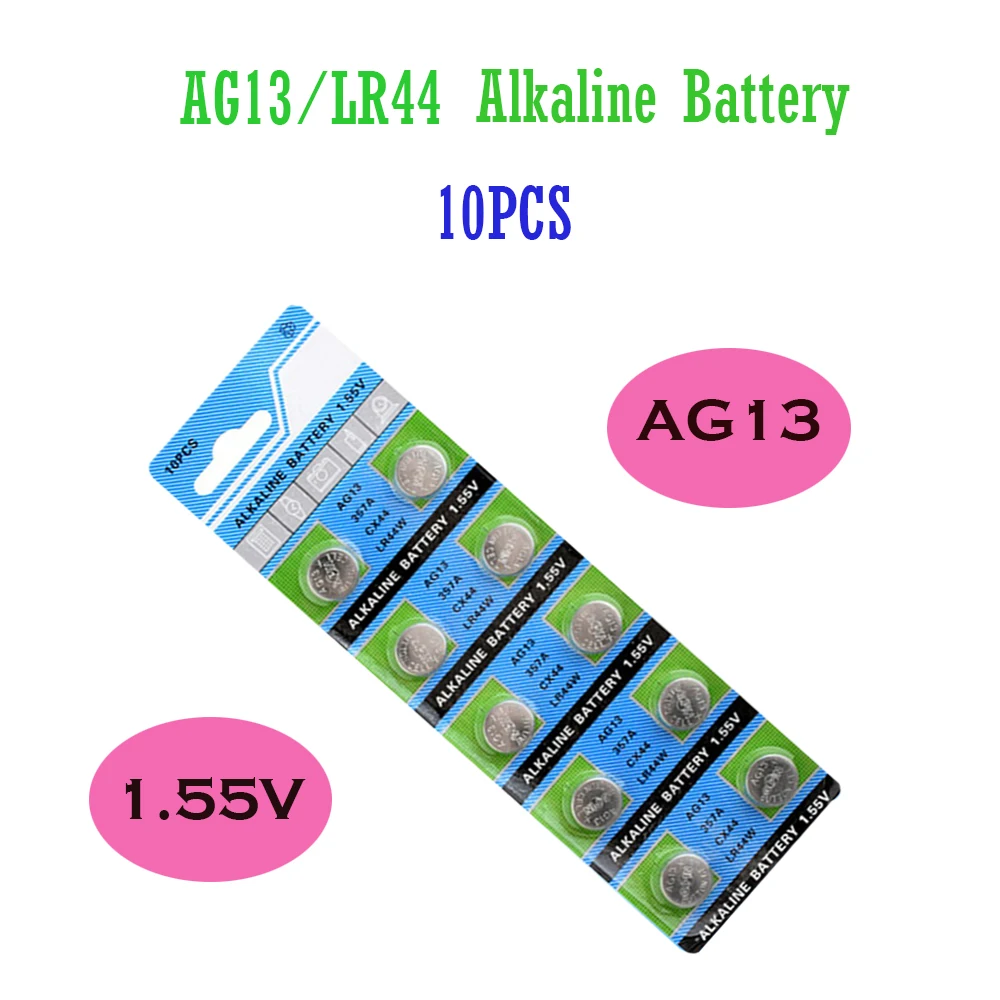 AG13 2021 Hot Sale 1.55V 10Pcs 30mAh L1154 LR44 RW82 SR1154 RW42 SP76 Pila SR44 Button Batteries For Watch Cell Coin Battery
AG13 2021 Hot Sale 1.55V 10Pcs 30mAh L1154 LR44 RW82 SR1154 RW42 SP76 Pila SR44 Button Batteries For Watch Cell Coin Battery