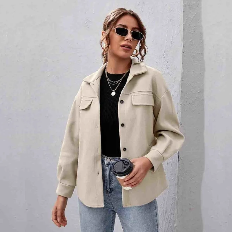 Women's Autumn Coat Loose and Casual Streetwear Jacket Female Oversize Lapel Button Solid Pockets Outerwear Cotton Woolen Jacket
Women's Autumn Coat Loose and Casual Streetwear Jacket Female Oversize Lapel Button Solid Pockets Outerwear Cotton Woolen Jacket