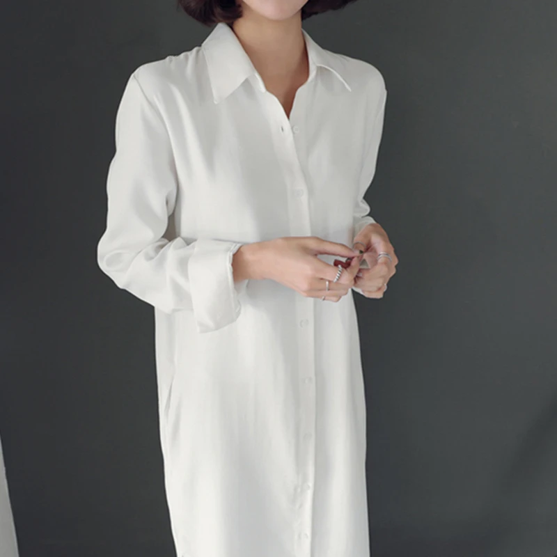 Spring Autumn 2021 New White Women Shirts Dresses Casual Loose Fashionable Vintage Single Breasted Female Dress
Spring Autumn 2021 New White Women Shirts Dresses Casual Loose Fashionable Vintage Single Breasted Female Dress
