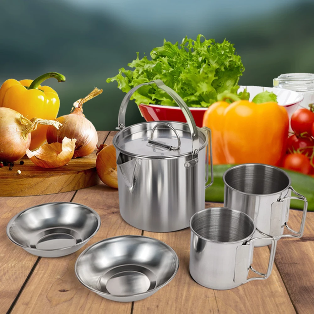 5PCS Outdoor Kettle Cooking Kettle Set with 2 Water Cups 2 Bowls Pot Teakettle Water Pots Camping Kettle Outdoor Cup
5PCS Outdoor Kettle Cooking Kettle Set with 2 Water Cups 2 Bowls Pot Teakettle Water Pots Camping Kettle Outdoor Cup