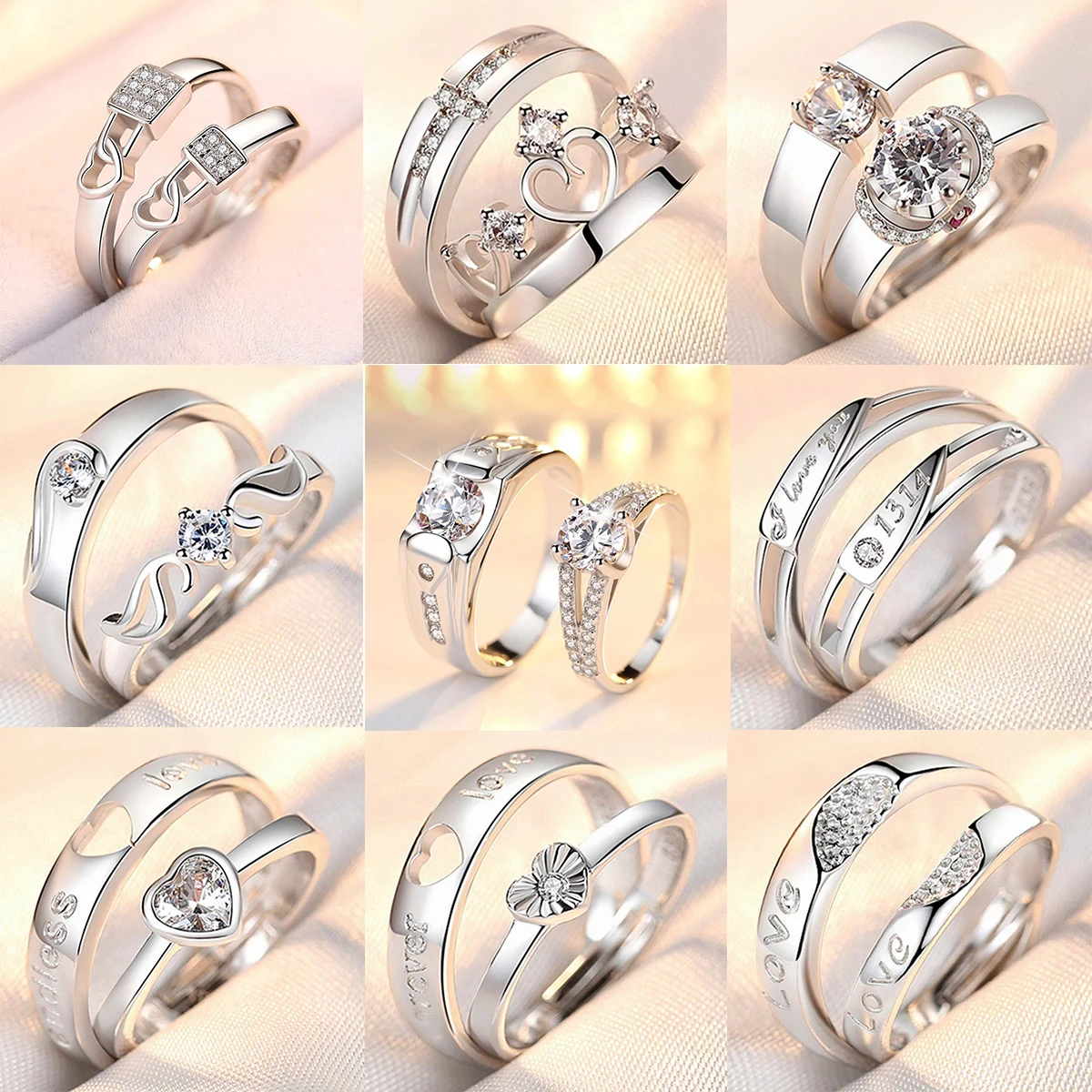 New Jewelry Fashion Couple Cz Zircon Ring Engagement Wedding Ring Anniversary Gift Woman Man Crown Open Ring Wholesale
New Jewelry Fashion Couple Cz Zircon Ring Engagement Wedding Ring Anniversary Gift Woman Man Crown Open Ring Wholesale