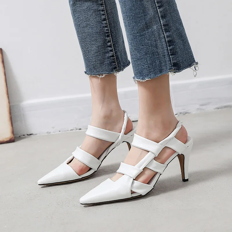 Женские босоножки на тонком высоком каблуке, белые босоножки с острым носком, Вечерние черные туфли-лодочки, лето 2021
Женские босоножки на тонком высоком каблуке, белые босоножки с острым носком, Вечерние черные туфли-лодочки, лето 2021