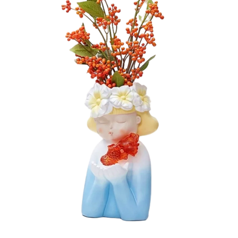 Nordic Home Decor Furniture Small Creative Art Decoration Vase Goldfish Girl Arrange Craft Flower Living Room Decoration D419
Nordic Home Decor Furniture Small Creative Art Decoration Vase Goldfish Girl Arrange Craft Flower Living Room Decoration D419