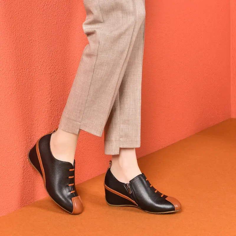 Vintage Heels Women Shoes Genuine Leather Pumps Patchwork Side Zipper Spring Autumn Ankle Pumps Wedges Shoes
Vintage Heels Women Shoes Genuine Leather Pumps Patchwork Side Zipper Spring Autumn Ankle Pumps Wedges Shoes